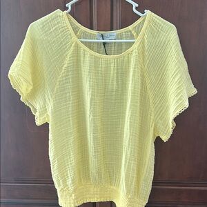 Yellow Gauze Smocked Top